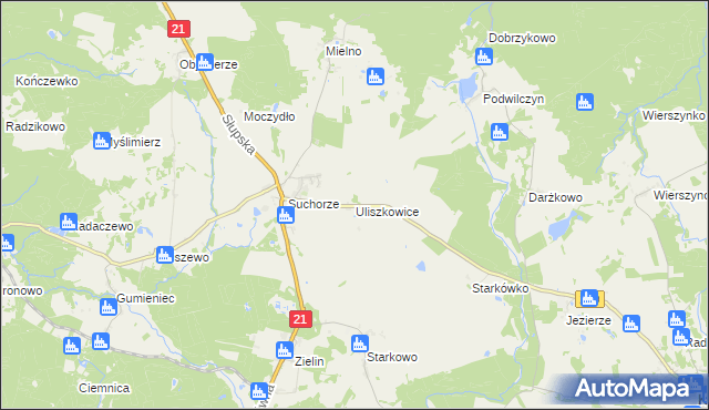 mapa Uliszkowice, Uliszkowice na mapie Targeo