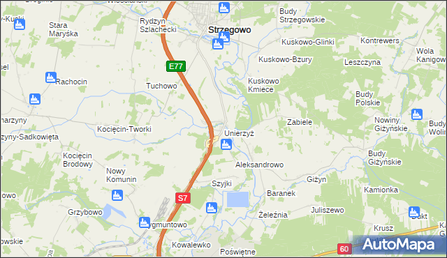 mapa Unierzyż, Unierzyż na mapie Targeo