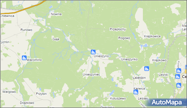 mapa Unieszyno, Unieszyno na mapie Targeo