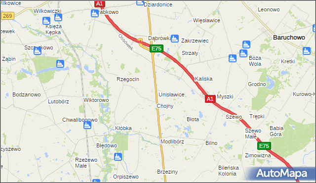mapa Unisławice, Unisławice na mapie Targeo