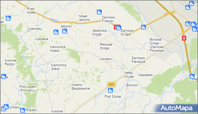 mapa Uścianki gmina Augustów, Uścianki gmina Augustów na mapie Targeo