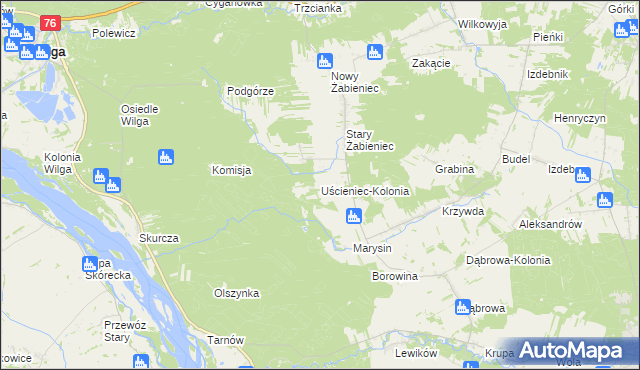 mapa Uścieniec-Kolonia, Uścieniec-Kolonia na mapie Targeo