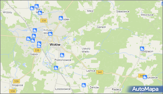 mapa Uskorz Wielki, Uskorz Wielki na mapie Targeo