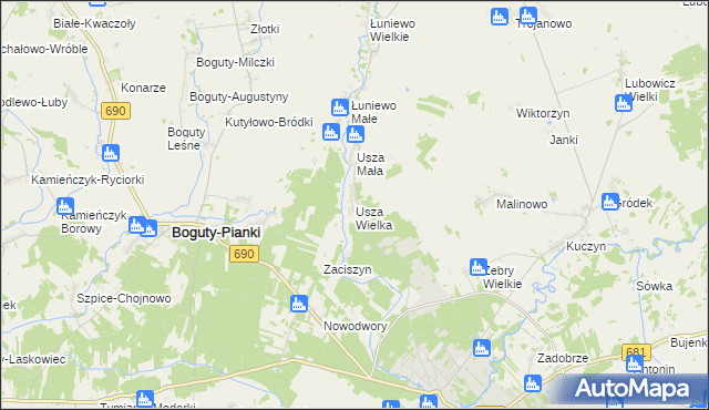mapa Usza Wielka, Usza Wielka na mapie Targeo