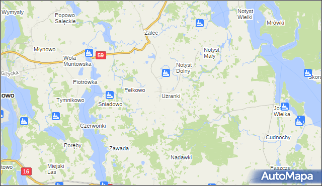 mapa Użranki, Użranki na mapie Targeo