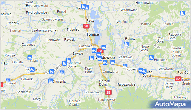 mapa Wadowice, Wadowice na mapie Targeo