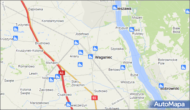 mapa Waganiec, Waganiec na mapie Targeo