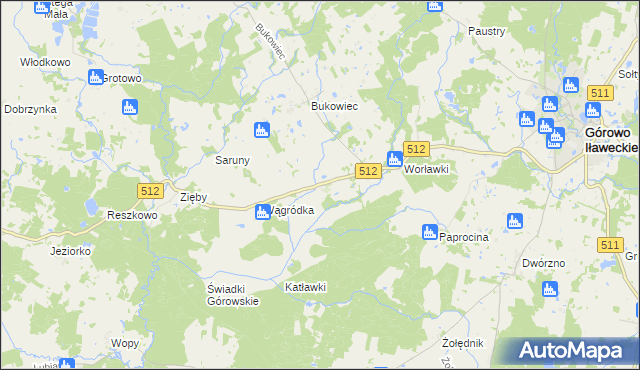 mapa Wągniki gmina Górowo Iławeckie, Wągniki gmina Górowo Iławeckie na mapie Targeo