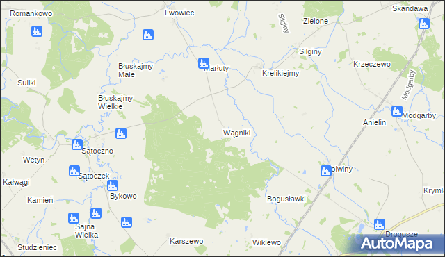 mapa Wągniki gmina Korsze, Wągniki gmina Korsze na mapie Targeo