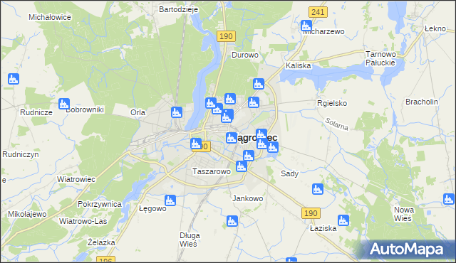 mapa Wągrowiec, Wągrowiec na mapie Targeo