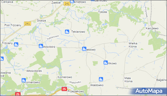 mapa Wałdowo gmina Sępólno Krajeńskie, Wałdowo gmina Sępólno Krajeńskie na mapie Targeo