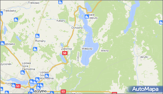 mapa Wałpusz, Wałpusz na mapie Targeo