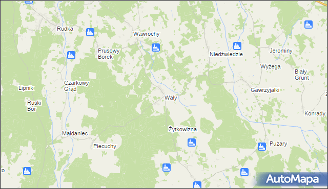 mapa Wały gmina Szczytno, Wały gmina Szczytno na mapie Targeo