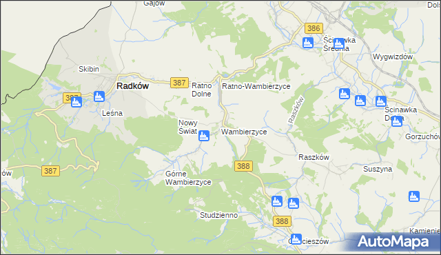 mapa Wambierzyce, Wambierzyce na mapie Targeo