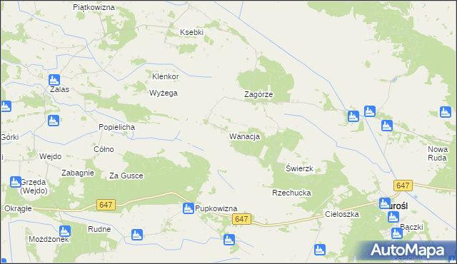 mapa Wanacja, Wanacja na mapie Targeo