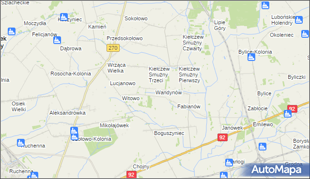 mapa Wandynów gmina Koło, Wandynów gmina Koło na mapie Targeo