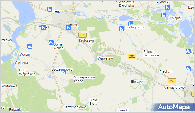 mapa Wapienno, Wapienno na mapie Targeo