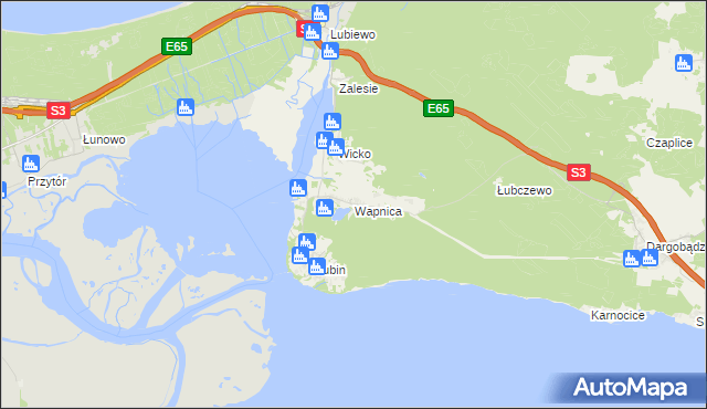 mapa Wapnica gmina Międzyzdroje, Wapnica gmina Międzyzdroje na mapie Targeo
