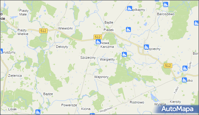 mapa Wargielity, Wargielity na mapie Targeo