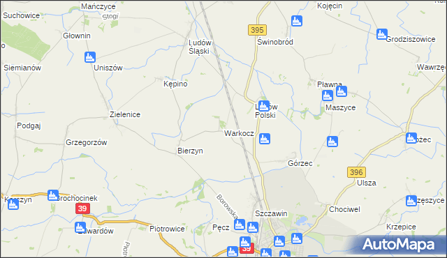 mapa Warkocz gmina Strzelin, Warkocz gmina Strzelin na mapie Targeo