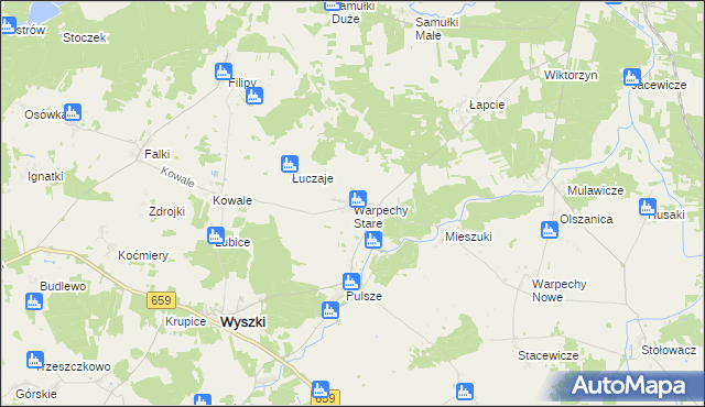 mapa Warpechy Stare, Warpechy Stare na mapie Targeo