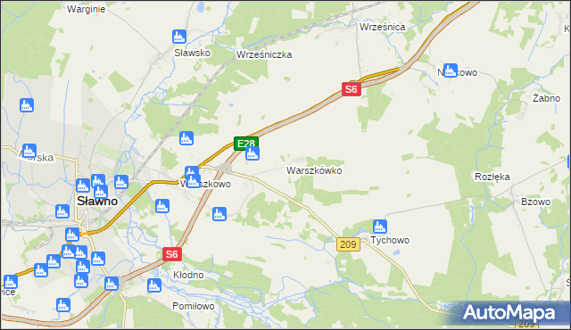 mapa Warszkówko, Warszkówko na mapie Targeo