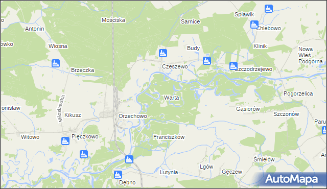 mapa Warta gmina Miłosław, Warta gmina Miłosław na mapie Targeo