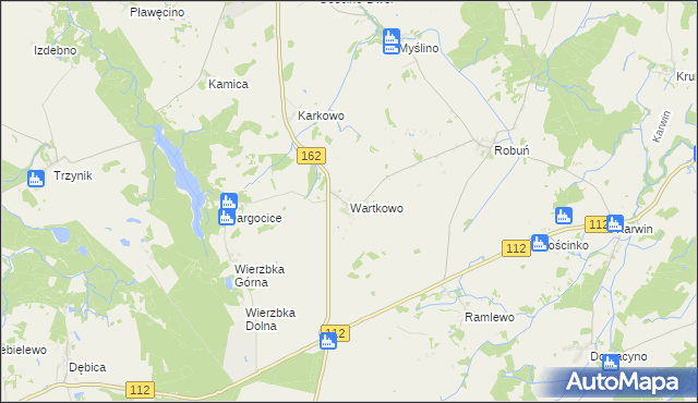 mapa Wartkowo, Wartkowo na mapie Targeo