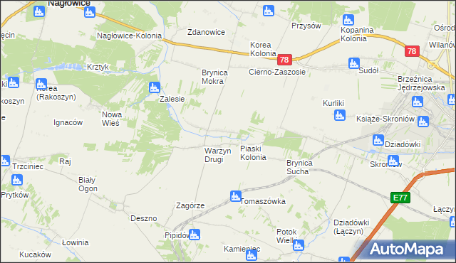 mapa Warzyn Pierwszy, Warzyn Pierwszy na mapie Targeo