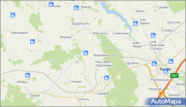 mapa Wasilówka gmina Raczki, Wasilówka gmina Raczki na mapie Targeo