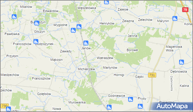 mapa Watraszew, Watraszew na mapie Targeo