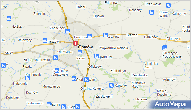 mapa Wąworków, Wąworków na mapie Targeo