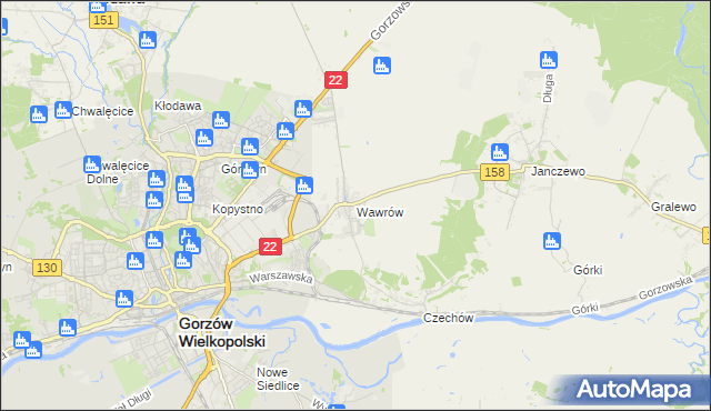 mapa Wawrów, Wawrów na mapie Targeo