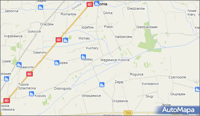 mapa Węglewice-Kolonia, Węglewice-Kolonia na mapie Targeo