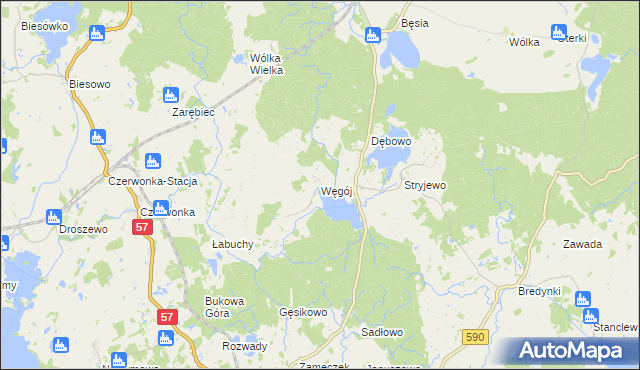 mapa Węgój, Węgój na mapie Targeo