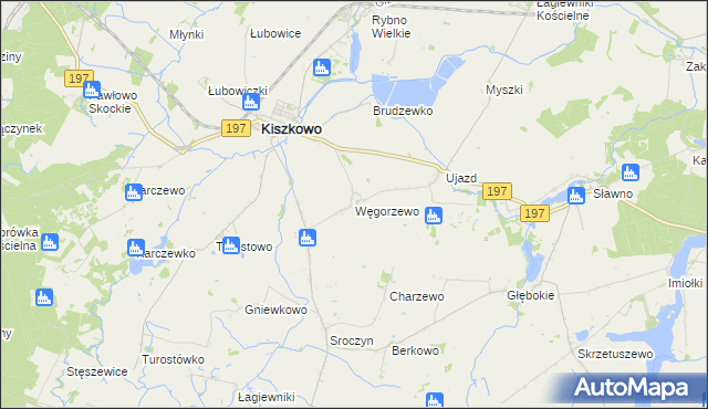 mapa Węgorzewo gmina Kiszkowo, Węgorzewo gmina Kiszkowo na mapie Targeo