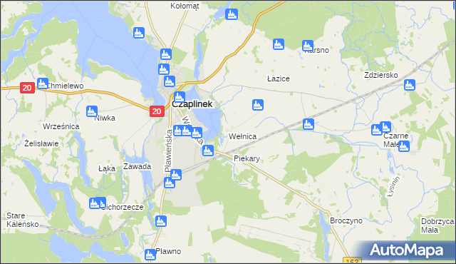 mapa Wełnica gmina Czaplinek, Wełnica gmina Czaplinek na mapie Targeo