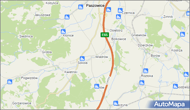 mapa Wiadrów, Wiadrów na mapie Targeo