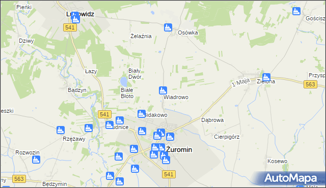 mapa Wiadrowo, Wiadrowo na mapie Targeo