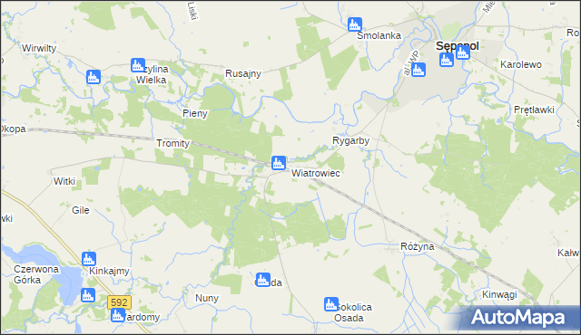 mapa Wiatrowiec gmina Sępopol, Wiatrowiec gmina Sępopol na mapie Targeo