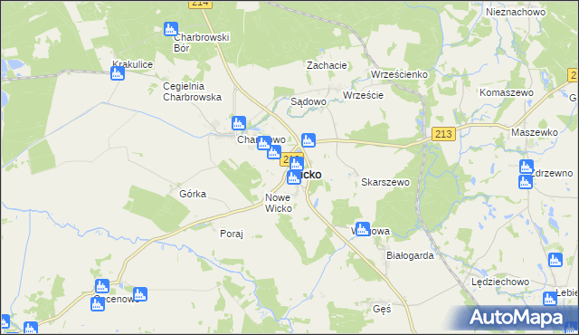 mapa Wicko powiat lęborski, Wicko powiat lęborski na mapie Targeo
