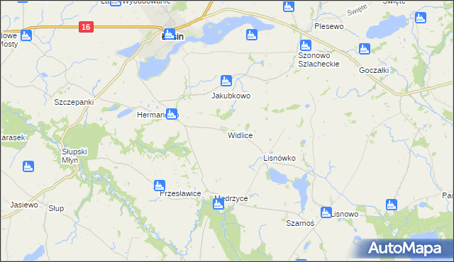 mapa Widlice gmina Świecie nad Osą, Widlice gmina Świecie nad Osą na mapie Targeo