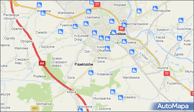 mapa Widna Góra, Widna Góra na mapie Targeo