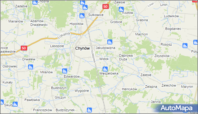 mapa Widok gmina Chynów, Widok gmina Chynów na mapie Targeo