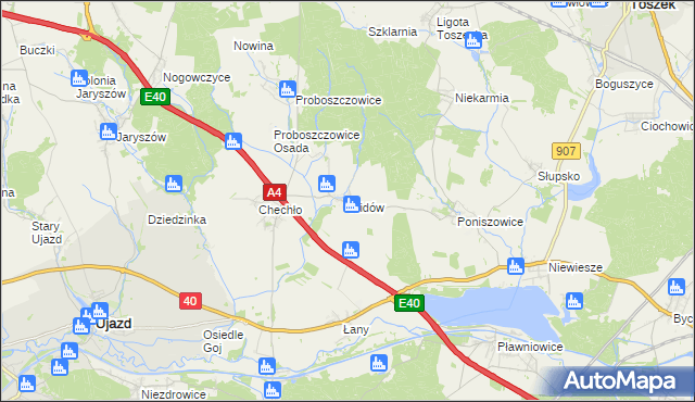 mapa Widów gmina Rudziniec, Widów gmina Rudziniec na mapie Targeo