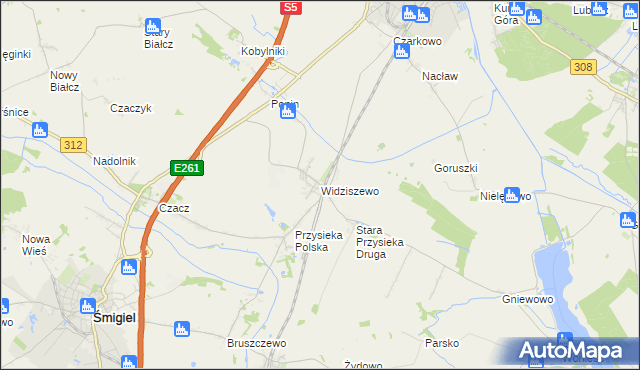 mapa Widziszewo, Widziszewo na mapie Targeo