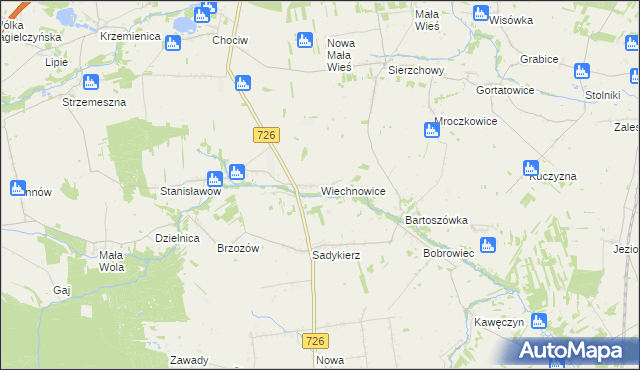 mapa Wiechnowice, Wiechnowice na mapie Targeo