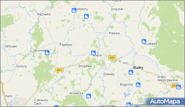 mapa Więcki gmina Budry, Więcki gmina Budry na mapie Targeo