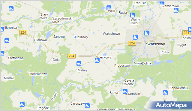 mapa Więckowy, Więckowy na mapie Targeo