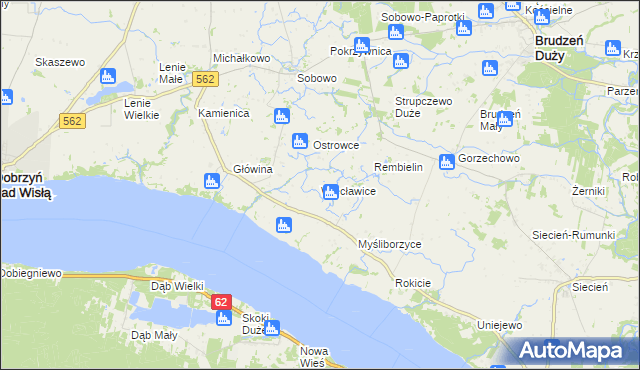 mapa Więcławice gmina Brudzeń Duży, Więcławice gmina Brudzeń Duży na mapie Targeo